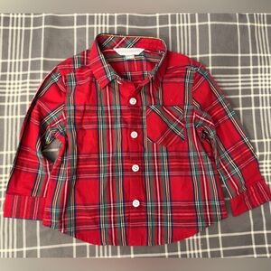 Red plaid button up dress shirt